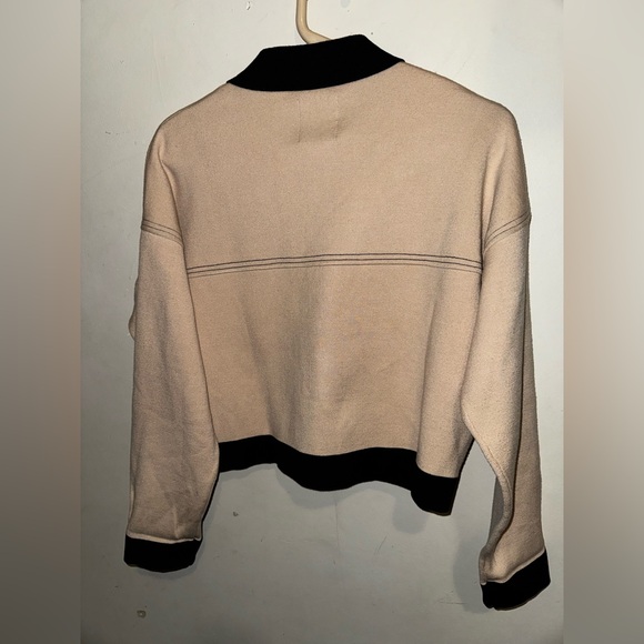 NWOT Sandro Cher Cropped Contrast-Trim Knit Cardigan Caotigan - Picture 7 of 9